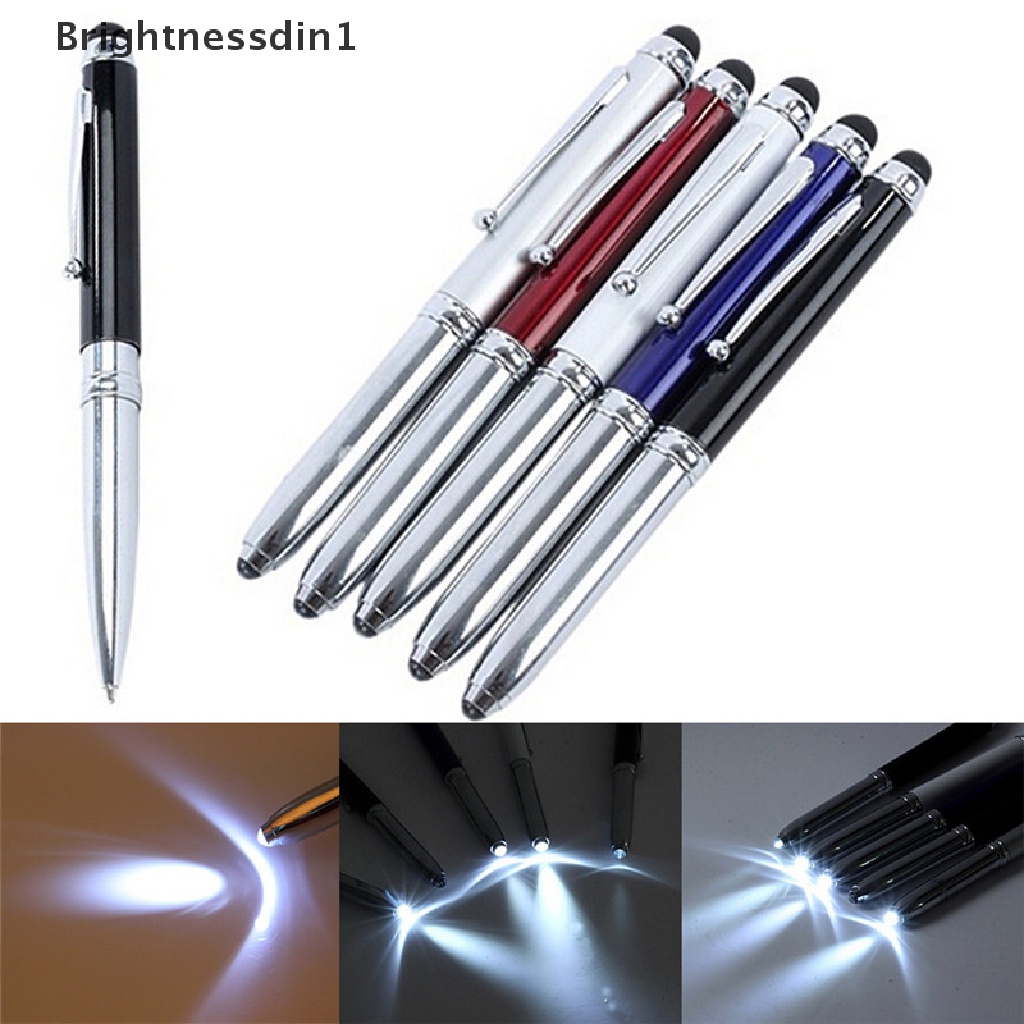 [Brightnessdin1] Pena Ballpoint Stylus Layar Sentuh 3in1 Dengan Lampu Flash LED Untuk iPad Iphone Boutique