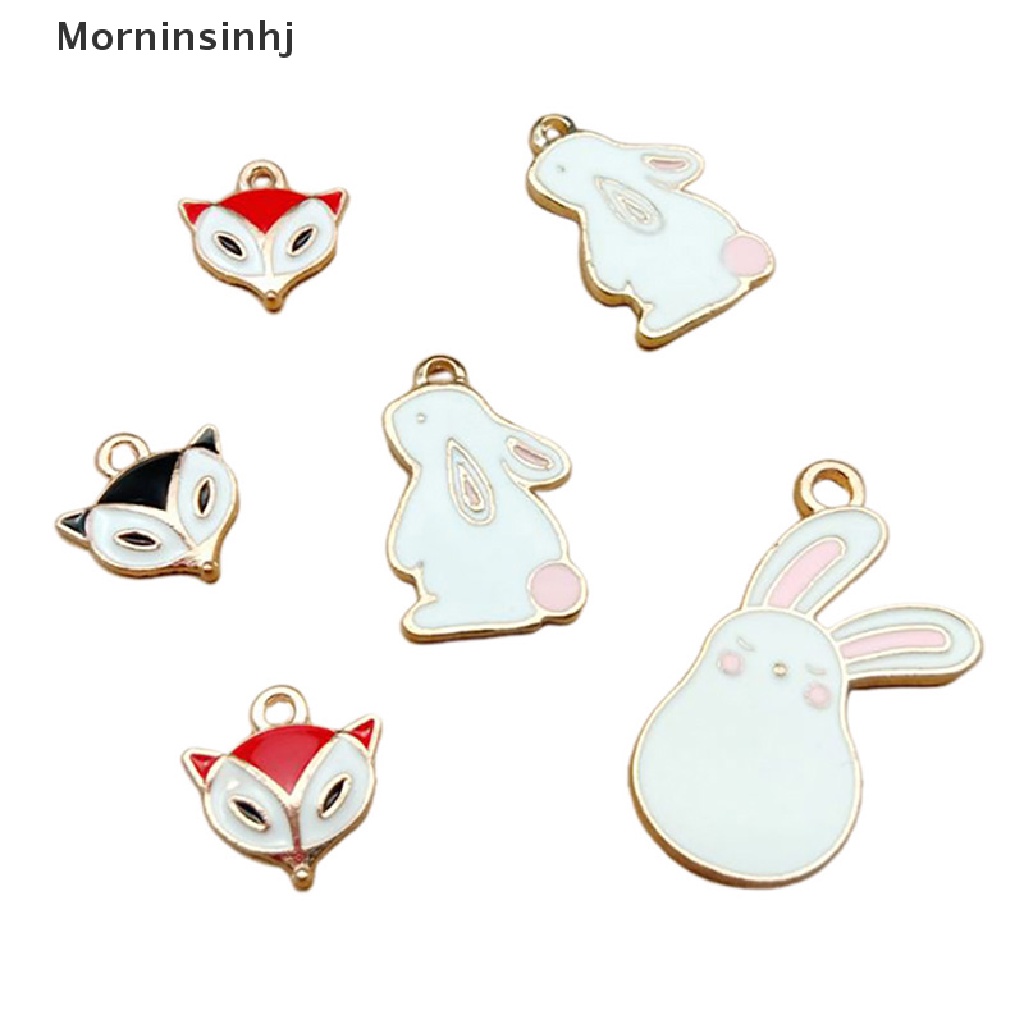 Mornin 10Pcs/Set Enamel Alloy Rubah Kelinci Ch Liontin Perhiasan DIY Membuat Craft Hadiah id