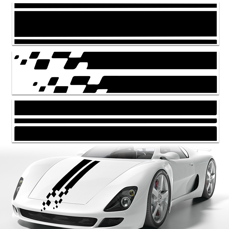 Fashion Mobil DIY Hood Cover Stiker Vinyl Film Garis Panjang Bergaya Besar Decals Olahraga Balap Auto Styling Modifikasi Dekorasi Aksesoris
