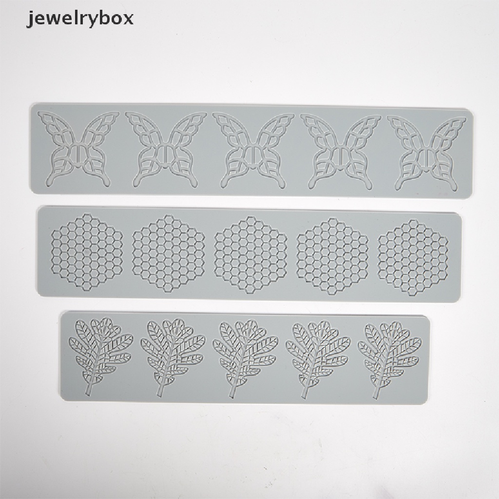 [jewelrybox] Desain Daun/Kupu-Kupu/Sarang Lebah Alas Renda Fondant Cetakan Kue Gula Craft Silicone Butik