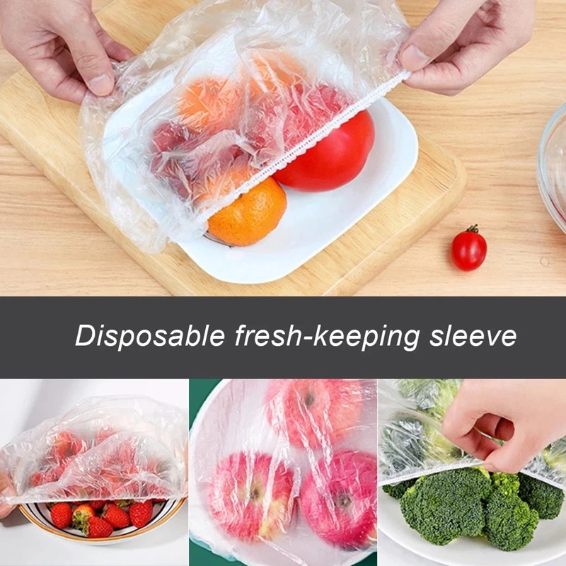 10/50pcs Disposable Reusable Fresh-keeping Bags Cover/Penutup Makanan Lengan Elastis PE Anti Debu Kulkas Tahan Lama