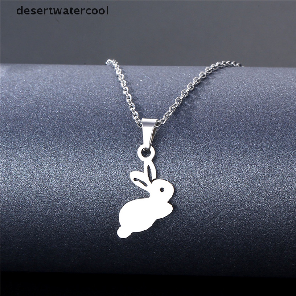 Deid Trendy Kelinci Liontin Kalung Vintage Liontin Perhiasan Hewan Baja Titanium Lucu Kelinci Putih Kalung Klavikula Rantai Punk Hip Hop Street Rabbit Necklace Martijn