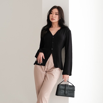 BEFAST - ZRX OOTD WANITA BLOUSE SIRA / DONNA BLOUSE / Blouse Wanita Model Terbaru / Fashion kekinian Ala Korean Style Wanita / Blouse Polos Lengan Panjang / Outfit Daily Wanita Kerja Formal / Pakaian Wanita Remaja ABG Trendy / Blouse Ikat Tali Belakang