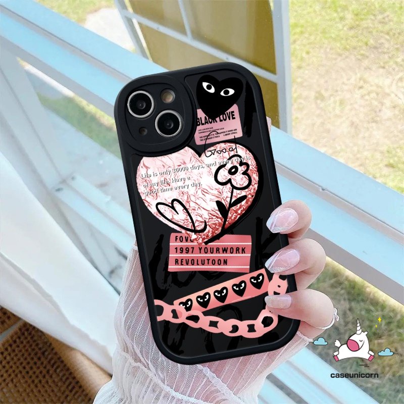 Csing Lembut TPU Cover Infinix Hot 9 11 10 Play 10s 10T 11s Hot 10 Lite Note 8 Smart 5 6 Comme des Garcons Ins Graffiti Cinta Hati Trendi Merek Label Shockproof Ponsel Pasangan Case