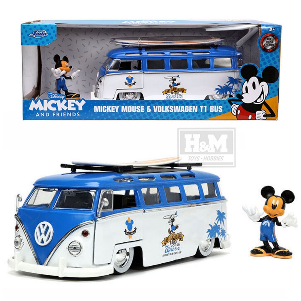 Jada 1:24 Disney Mickey Mouse 1962 Volkswagen Bus With Figure