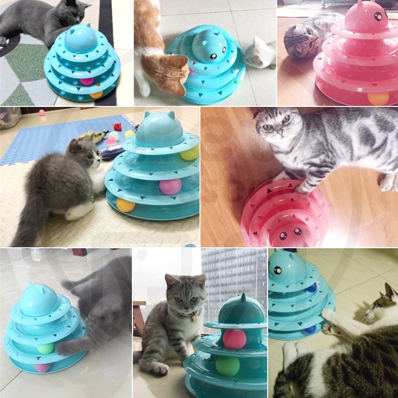 Mainan Kucing Bola Mainan Interaktif Kucing Play Toy 3 Tower Bola Track 3 Tingkat