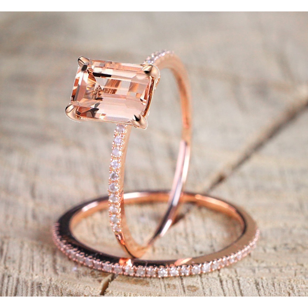 Goldkingdom Aksesoris Perhiasan Fashion Ready Stock Jual Cincin Pertunangan Eropa Dan Amerika Dengan 18 K Rose Gold Plating, Cincin Zirkon Bertatahkan Mikro Yang Indah Grosir.