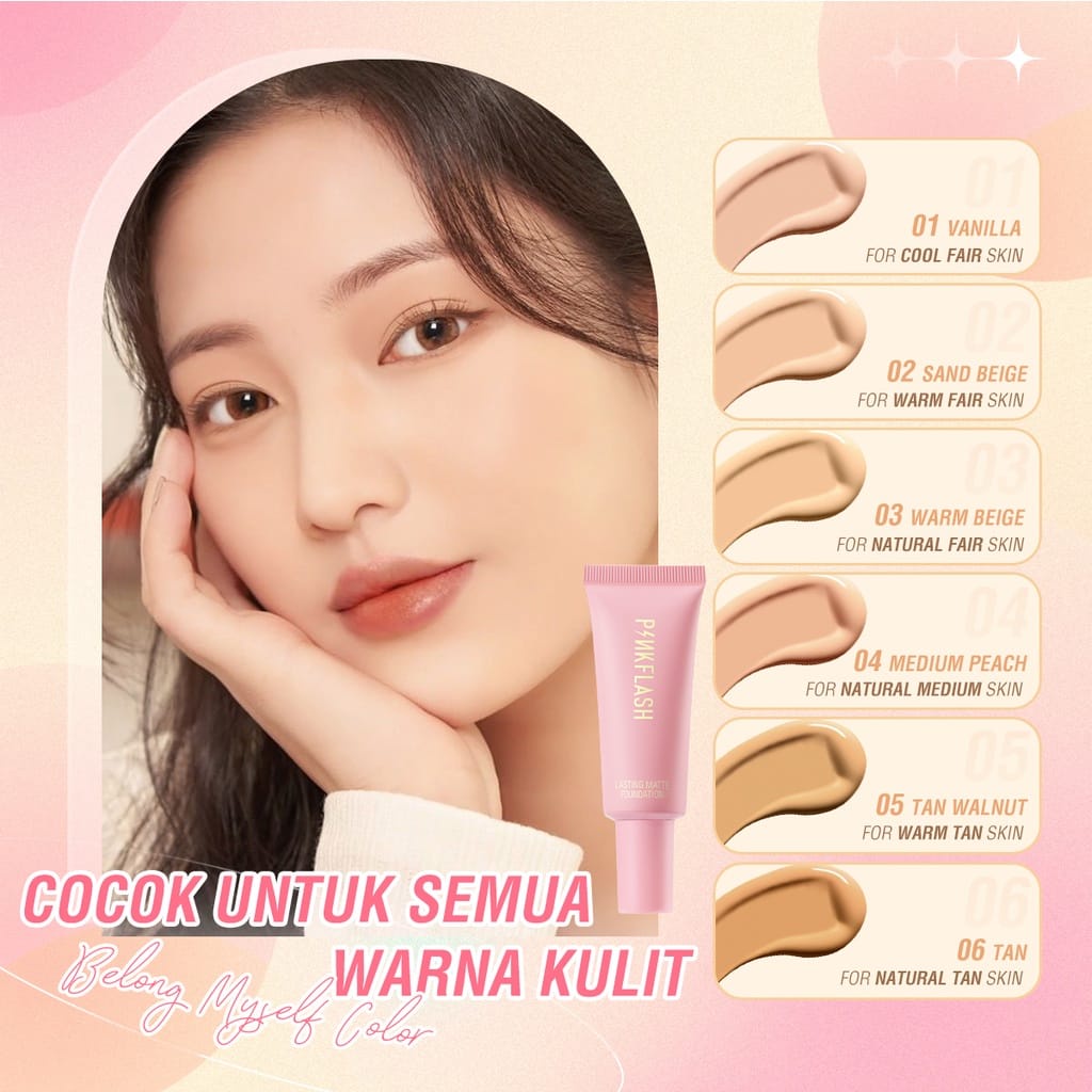 [BPOM&amp;ORI] PINKFLASH PF-F03 OhMySelf Weightless Long Lasting All-day Tahan Air Matte Foundation 6 Colors