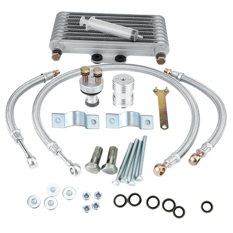 125ml Motorcycle Oil Cooler Engine Oil Cooling Radiator System Kit for Honda CB CG Engine