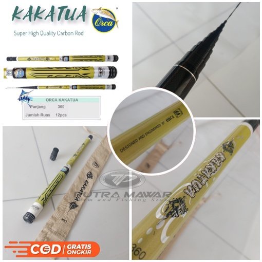 Joran Tegek Orca Kakatua Bahan Carbon Ruas Pendek Action Hard Ringan Panjang 360 Tangkai / Tongkat P