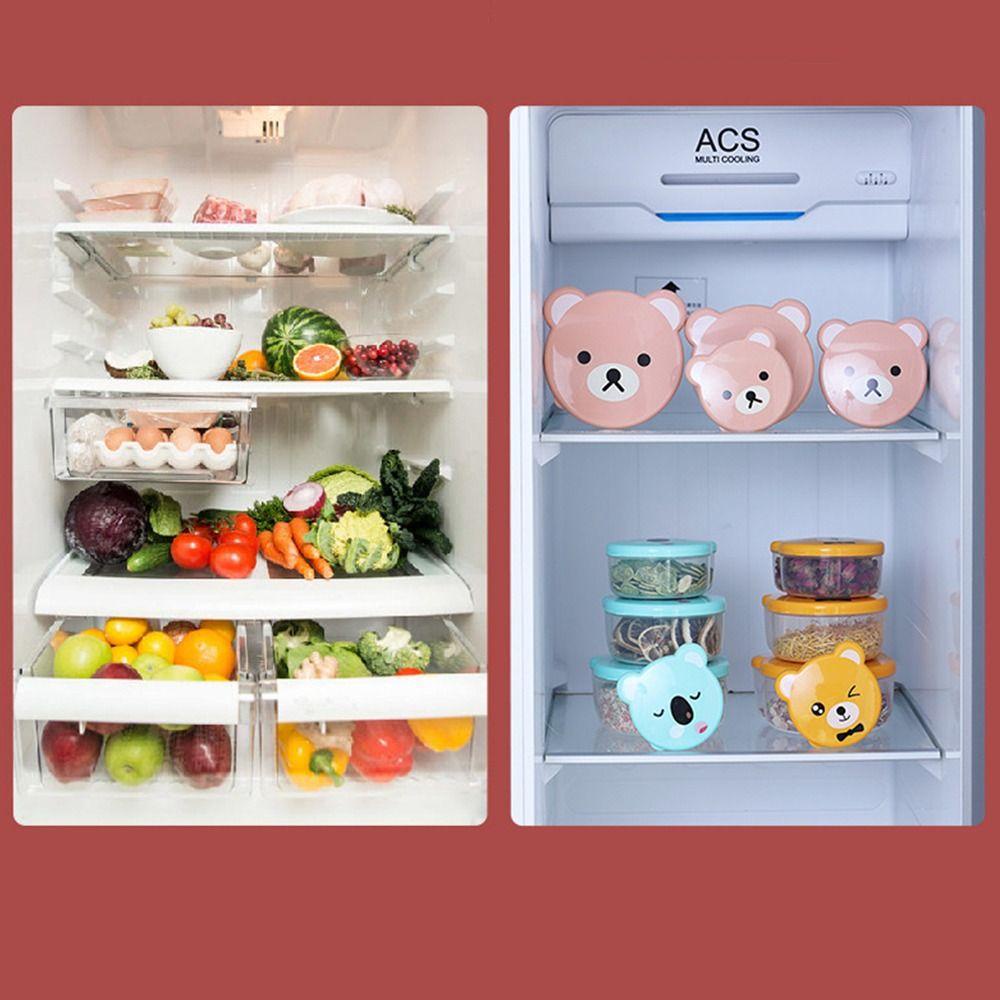 R-FLOWER 4pcs Bento Box Anak Beruang Lucu Outdoor Wadah Penyimpanan Makanan