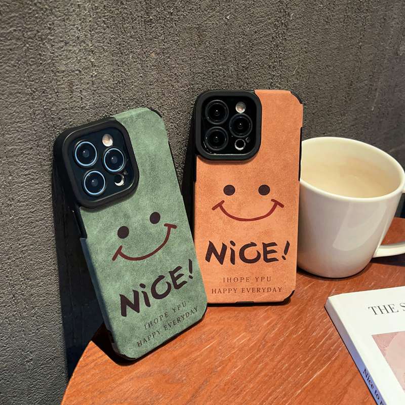 Brown Green Men's Retro Leather Soft Case for IPhone 7 Plus 8 Plus X XS XR XS Max 11 13 12 14 PRO Max 14 Plus SE 2020 2022 Nice Smile