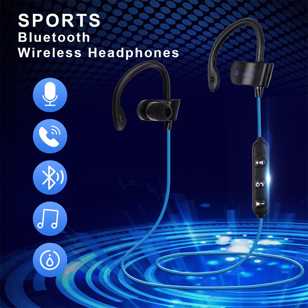 Earphone Olahraga Fitness Sweat Proof Bluetooth Earphone Earphone Dengan Mikrofon Panggilan Jarak Jauh Earphone Nirkabel