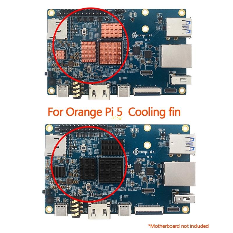 Btsg Perfect Heatsink Kit Untuk Orange Pi5 Cooling Pad Motherboard Radiator Tembaga/Aluminium Heatsink 4PCS/Set