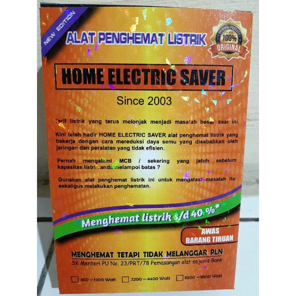 {ZENIA) Alat Penghemat Listrik Home Electric Saver 450-1300 Watt 100% Original Garansi 1 Tahun