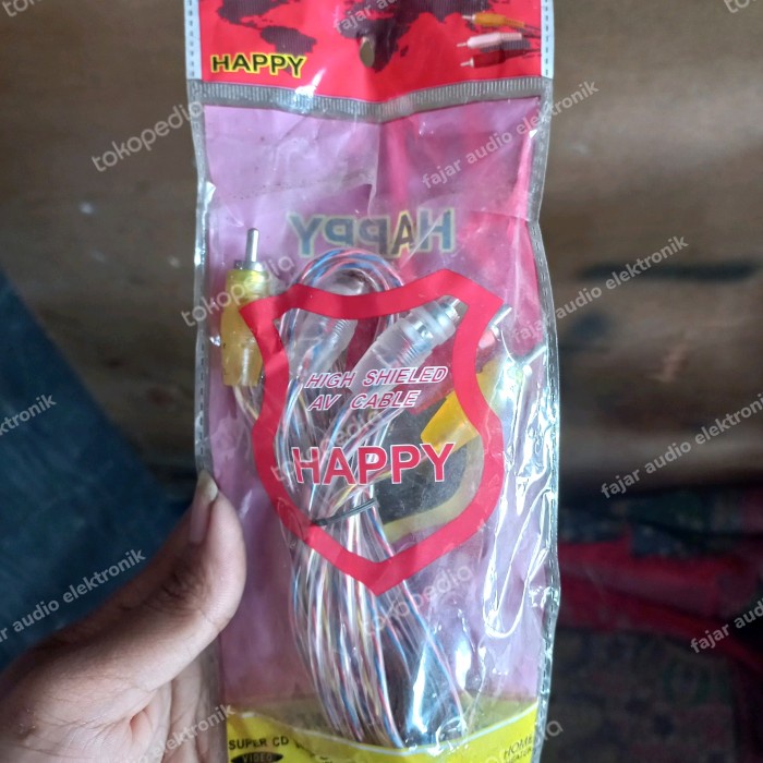 kabel jack rca 3 jalur dvd jek av to cable tv audio video 1.5m happy