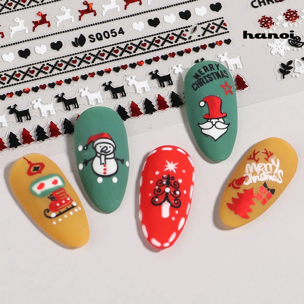 Hi Stiker Kuku Pola Indah Warna Vibrant Efek Tahan Lama Dapat Dilepas Mudah Digunakan PVC Hias Xmas Elk Snowman Manicure Decal Nails Aksesoris Untuk Salon Kuku Kuku