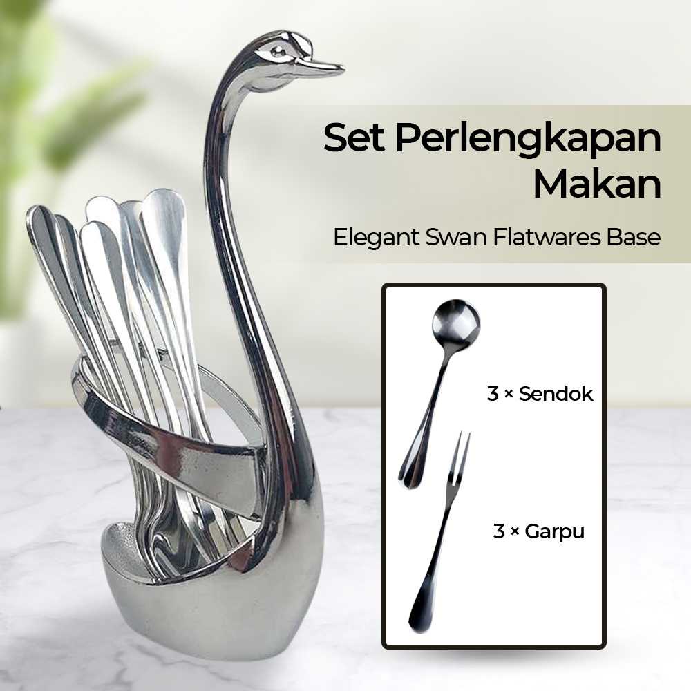 (BISA COD) FTIHSHP EWIN Sendok Garpu Elegant Swan Flatwares Base Stainless Steel - NP311