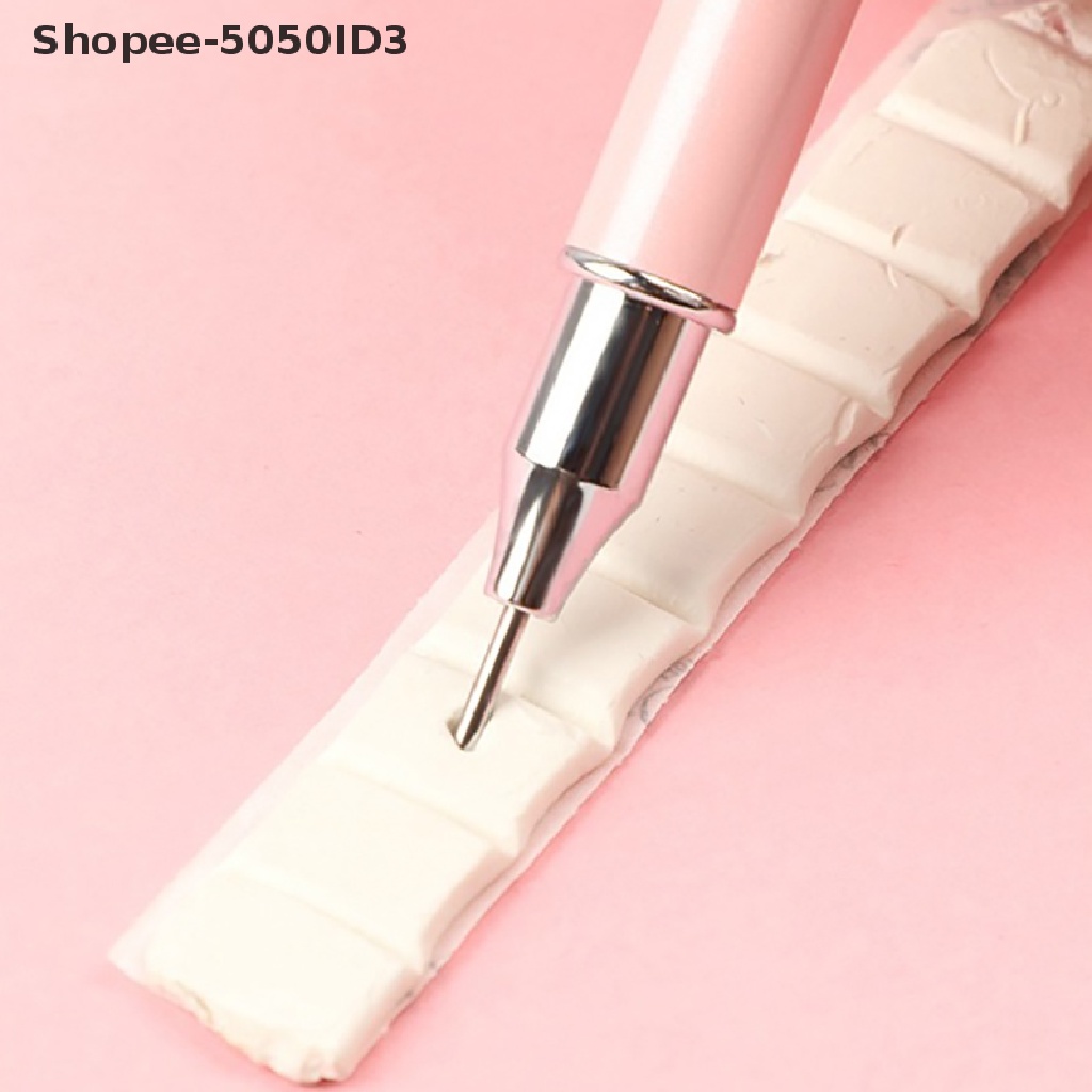 [HOT] Pena Dotg Kuku Dual Ended Art Brush Berlian Imitasi Rotary Push Picker Wax Pencil [ID]