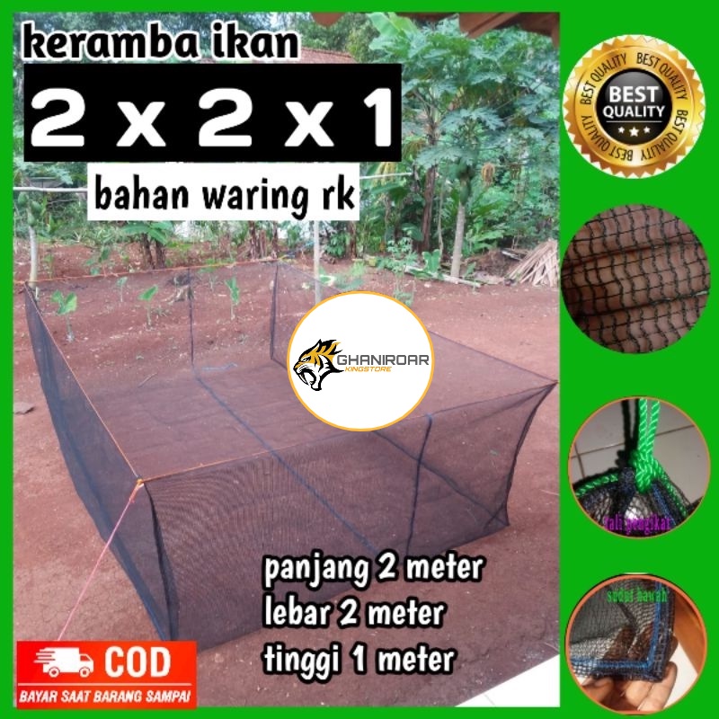 Jaring keramba ikan 2x2x1 Hapa Jaring kotak Apung Ikan Siap pakai