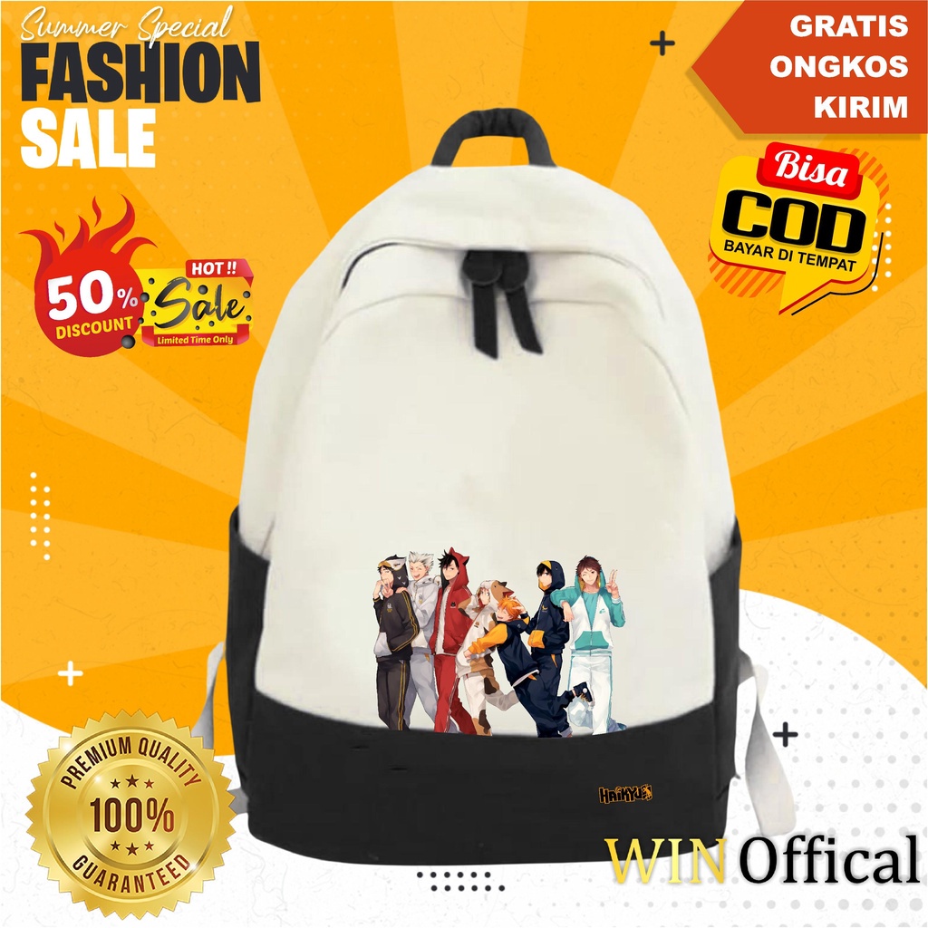 Tas Ransel Anime Haikyuu Tebaru Bahan PVC Karakter Kartun Tas Punggung