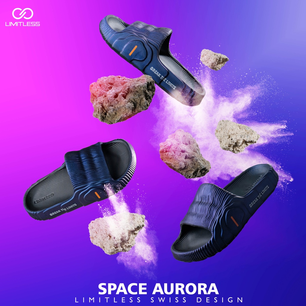 Sandal Selop Pria Terbaru 2023 Premium Keren Anti Slip Trendy Sendal Slip On Cowok Slide SPACE AURORA Eva Extralight