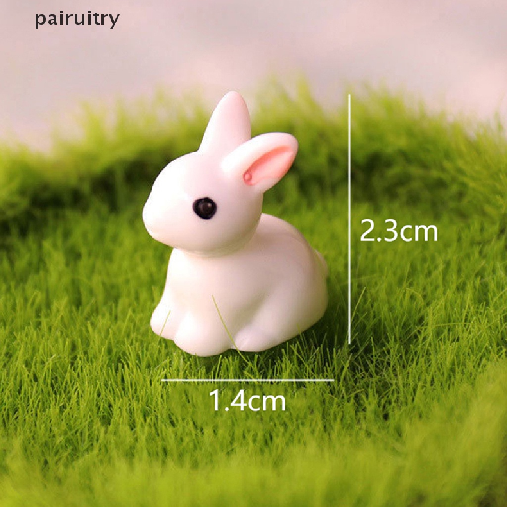 Prt 10PCS Lucu Mini Resin Bunnies Miniatur Angka 3D Kelinci Putih Kecil Ornamen PRT