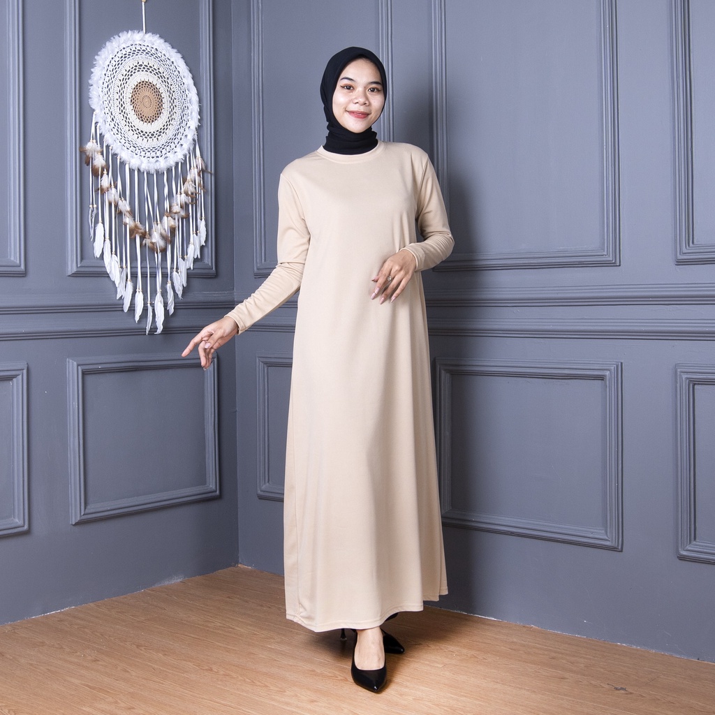 ZASKIYA - Gamis Manset Dalaman Kaftan / Inner Dress Brukat Kebaya / CREPE Polos Fit XXL / Manset Gamis / Inner Dress Mangset