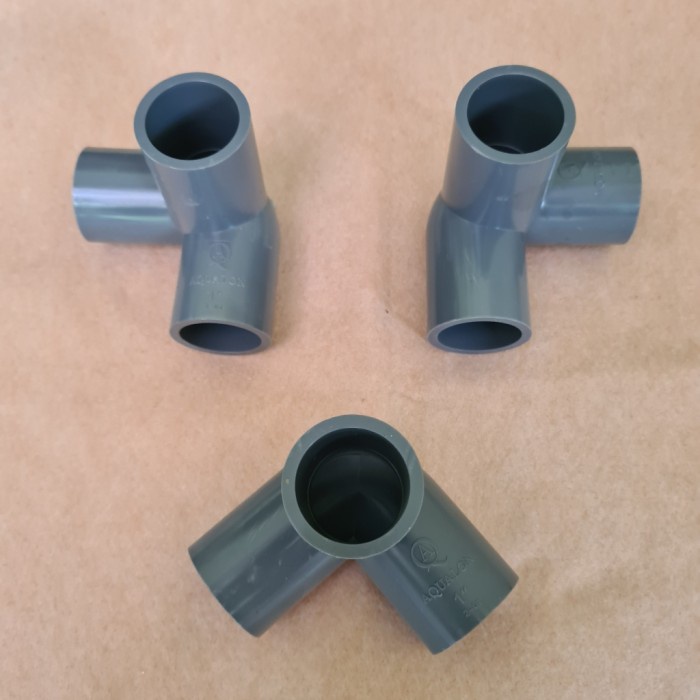 DISKON SHOPEE/ sambungan konektor fitting tee pipa pvc 3 way arah 1" inch abu2 grosir