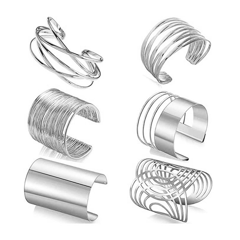 Wanita Buka Lebar Kawat Gelang Emas Pergelangan Tangan Cuff Wrap Bracelet