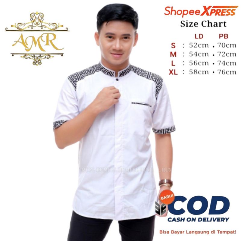 M koko lengan pendek baju putih lengan pendek Baju Koko Dewasa Koko tojiro Koko Pria Dewasa Baju Mus