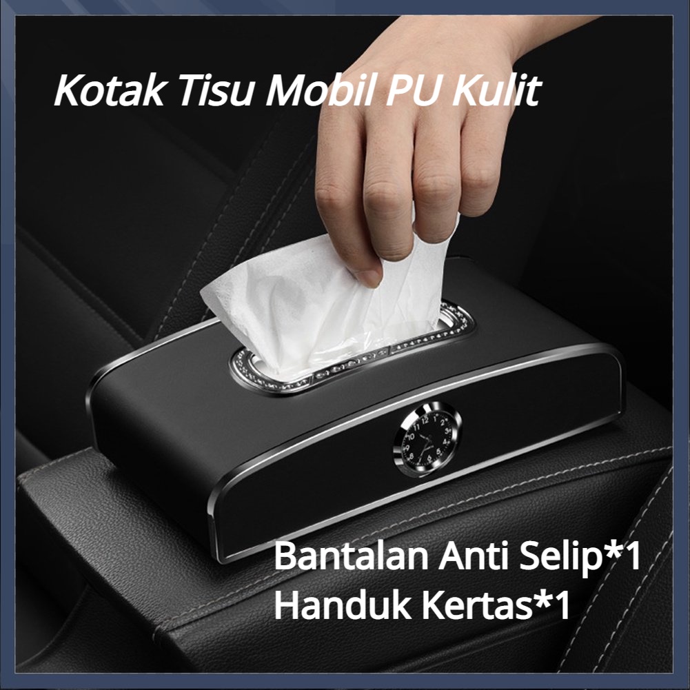 【COD】 Tempat Tisu Mobil Premium Mewah Multifungsi Jam Car Tissue Cup Holder Mobil Kotak