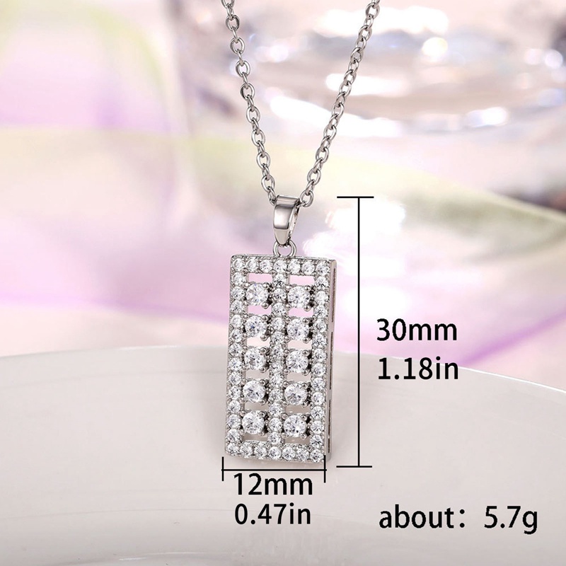 Fashion Pengantin Wanita Pernikahan Kalung Geometris Persegi Panjang Berbentuk Liontin Kalung Dengan Batu Cubic Zirconia Perhiasan Trendi Untuk Wanita