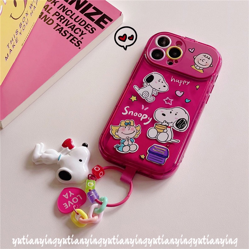 IPHONE Case Cermin Make Up Snoopy Flip Kartun Lucu Kompatibel Untuk Iphone11 14 13 12 Pro Max XR 7Plus 78 Plus X XS Max SE 2020 Shockproof Soft TPU Phone Cover