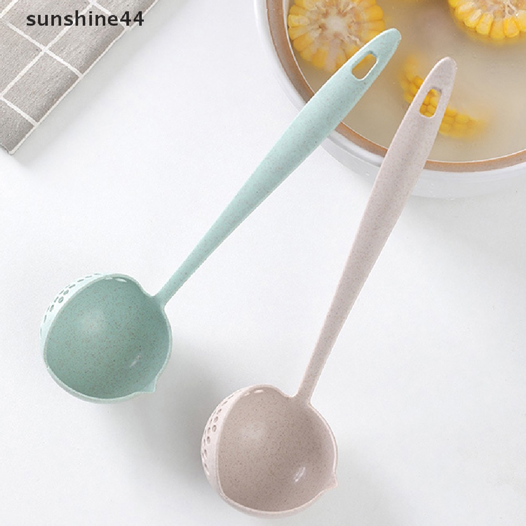 Sunshine Sendok Sup Gagang Panjang 2in1 Sendok Slotted Home Strainer Cooking Colander Kitchen Scoop Aksesoris Dapur Plastik ID