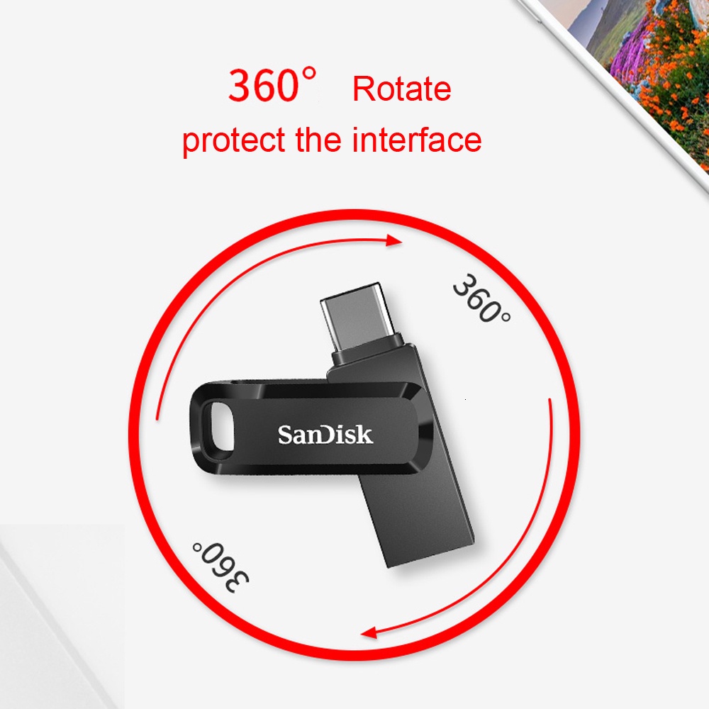 SanDisk Dual Drive GO Type-C 32 64 128 256GB Type-C &amp; USB 3.1 2-in-1 OTG Flashdrive