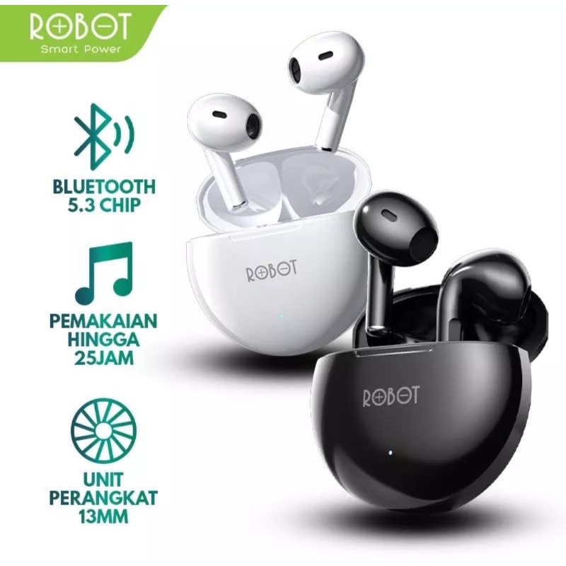 HEADSET BLUETOOTH TWS TRUE WIRELESS EARPHONE ROBOT FLYBUDS T10 WATERPROOF IPX4 garansi resmi