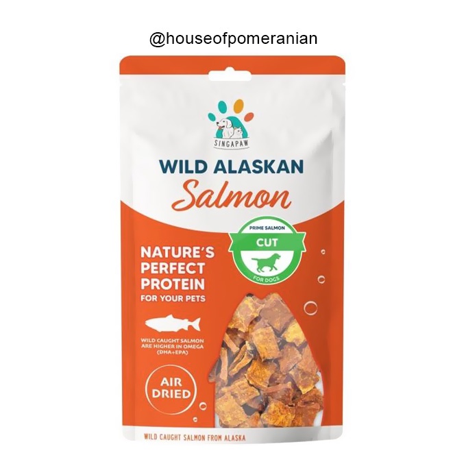 SINGAPAW wild alaskan SALMON dog snack jerky treats 70GR