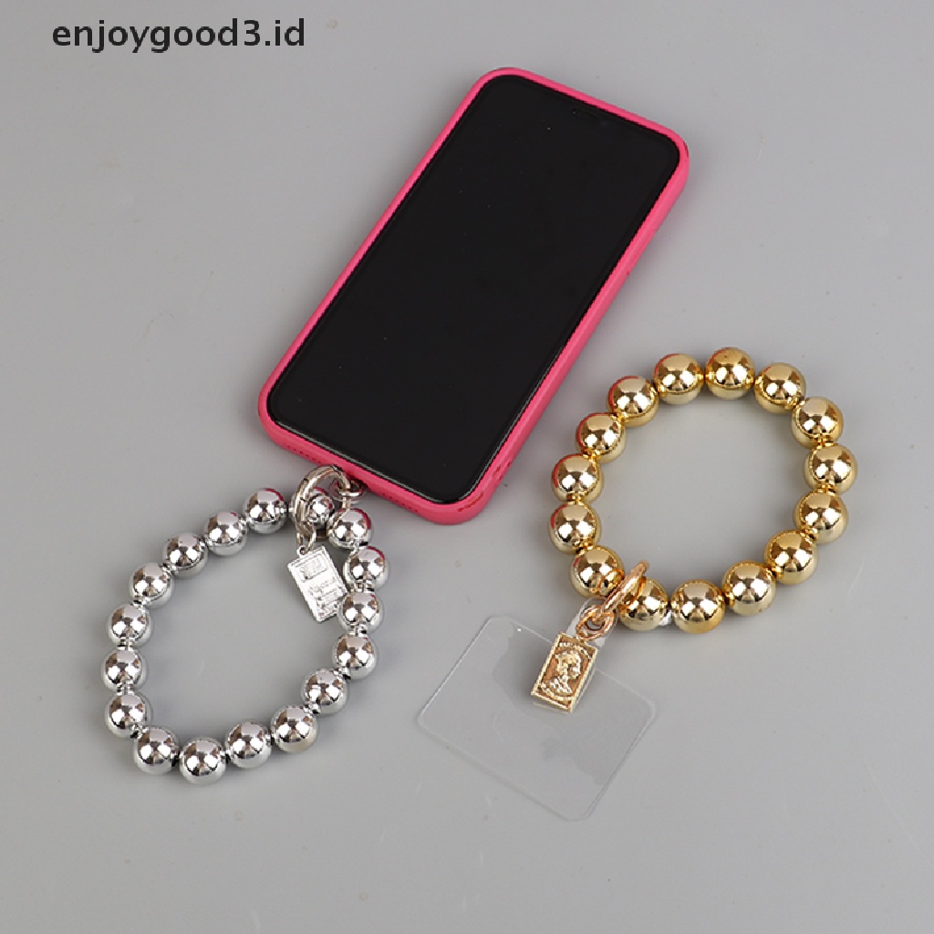 [Rready Stock] Lanyard Telepon Minimalis Warna Emas Perak Manik-Manik Gelang Gantungan Kunci Tali Telepon (ID)