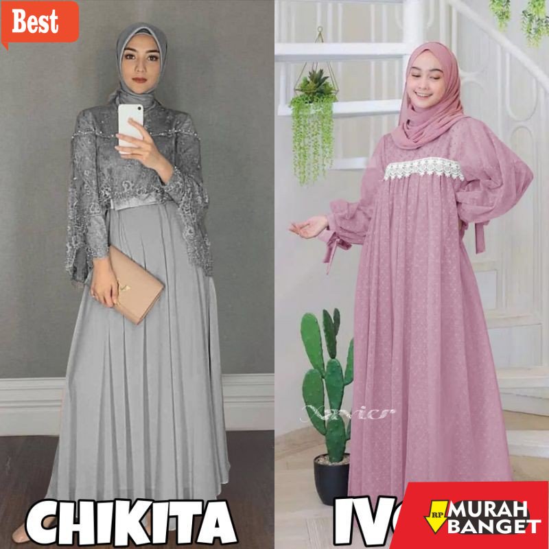 GAMIS RAMADHAN TERBARU UNTUK WANITA- XVC - MAXI DRESS / MAXI CHIKITA / MAXI IVORY/ MAXI IVORA/MAXI M