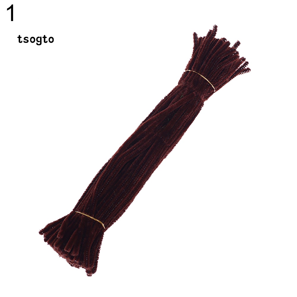 100pcs Chenille Batang Pembersih Pipa Tongkat Twist Anak DIY Craft Mainan Edukasi