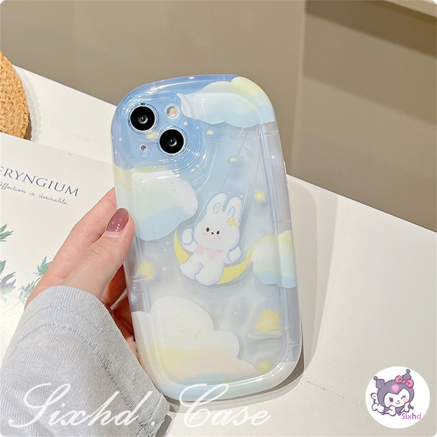 IPHONE Kompatibel Untuk Iphone14 13 12 11 Pro Max SE 2020 X Xr Xs Max8 7 6 6s Plus Cute Moon Rabbit AirBag Case Lembut Shockproof Cover Pelindung