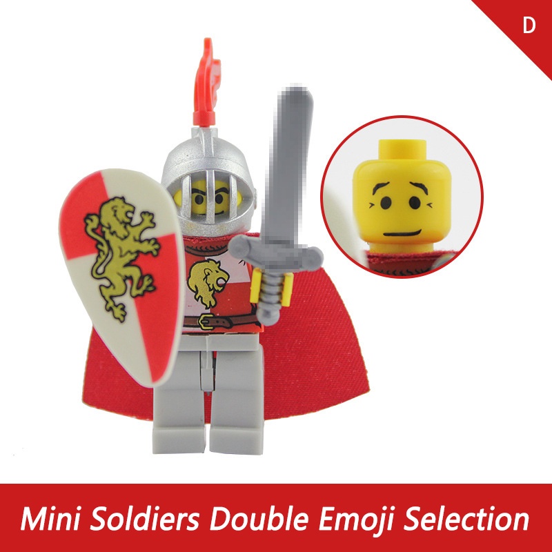 Red Lion Knights Series Mini Figure Perang Medieval Archers Shield Knights Sword Knights Puzzle Rakitan Mainan Blok Bangunan