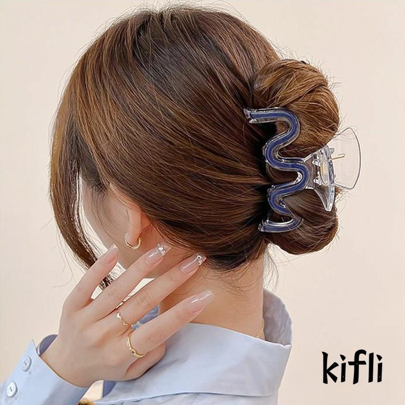 [KD] Jepit Rambut Hair Claw Clip W-shaped Drop Glaze Warna Polos Menyegarkan Musim Panas
