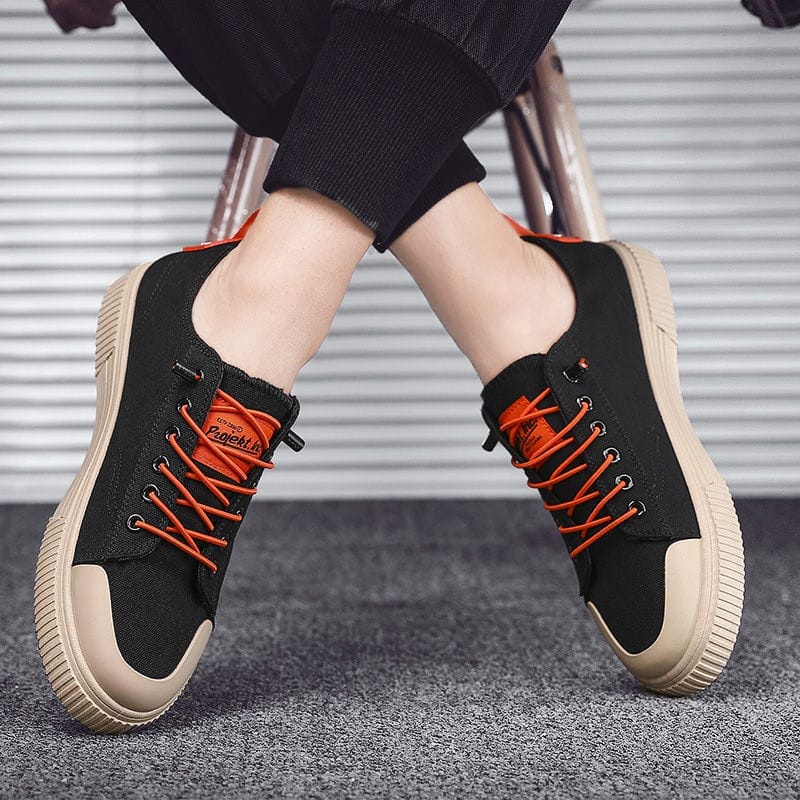 SHOEGALLERY LV0234 Sepatu Sneakers Hitam Kanvas Pria Import Trend Terbaru