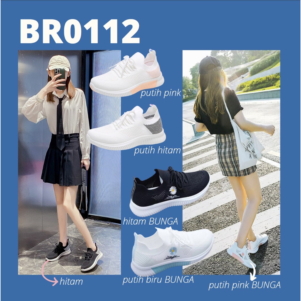 SHOEGALLERY *TAPAK FREE BOX* LV0112 Sepatu Sneakers Korean Fashion Wanita Motif Bunga