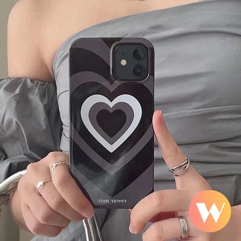 IPHONE Ins Fashion Cinta Hati Glossy Case Kompatibel Untuk Iphone11 13 14 12 Pro Max7 8 Plus X XR XS Max SE 2020 Perlindungan Kamera Tahan Guncangan Lembut Penutup Belakang