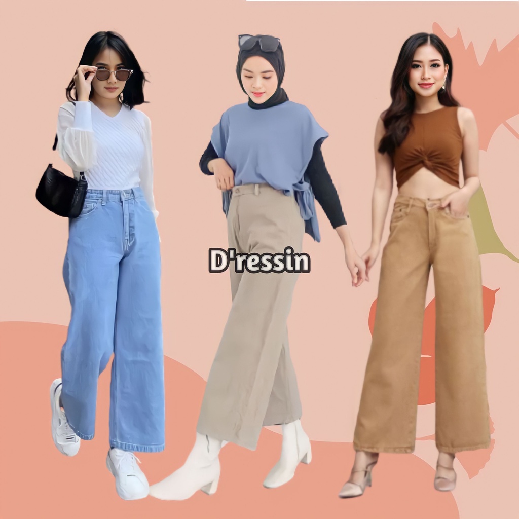 CELANA PANJANG MOZZA KULOT CULLOTE WANITA CEWEK JINS JEANS HIGHWAIST HIGH WAIST LOOSE JUMBO PINGGANG KARET KEKINIAN PREMIUM MURAH WARNA HITAM PUTIH KHAKI MOCCA SNOW BLACK LIGHT DARK BLUE LATTE MEDIUM