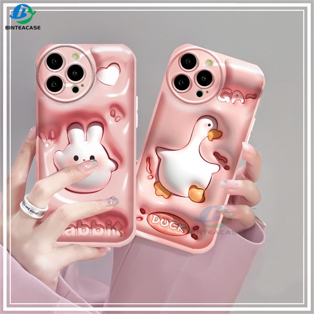 Casing hp Oppo A77S A57 A16 A16S A54S A16K A17 A5S A12 A3S A12E A92 A52 F1S A53 A33 A31 A9 A5 A15 A15S A54 F9 C1 Kartun Kelinci Lucu Bebek Silikon Airbag Case Binteacase