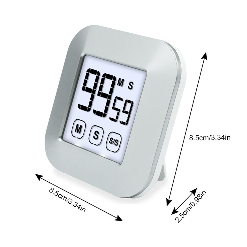 Timer Digital LCD Masak Belajar Baking Touch Control Tampilan Besar Tabletop 99menit 59detik Alarm Hitung Mundur Stopwatch